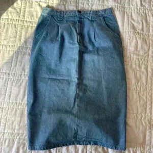 American Profile Jeanswear vintage medium light wash denim midi skirt size 16